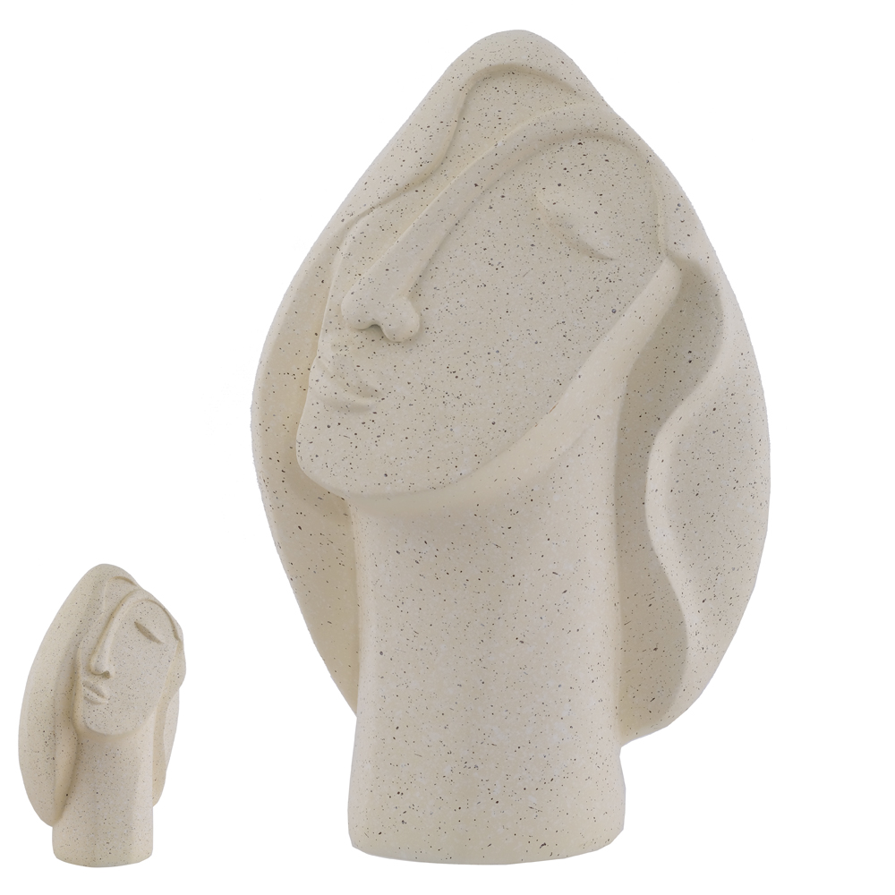 ESCULTURA DECORATIVA POLIRESINA ROSTO (OFF WHITE) 27,5X18X13cm