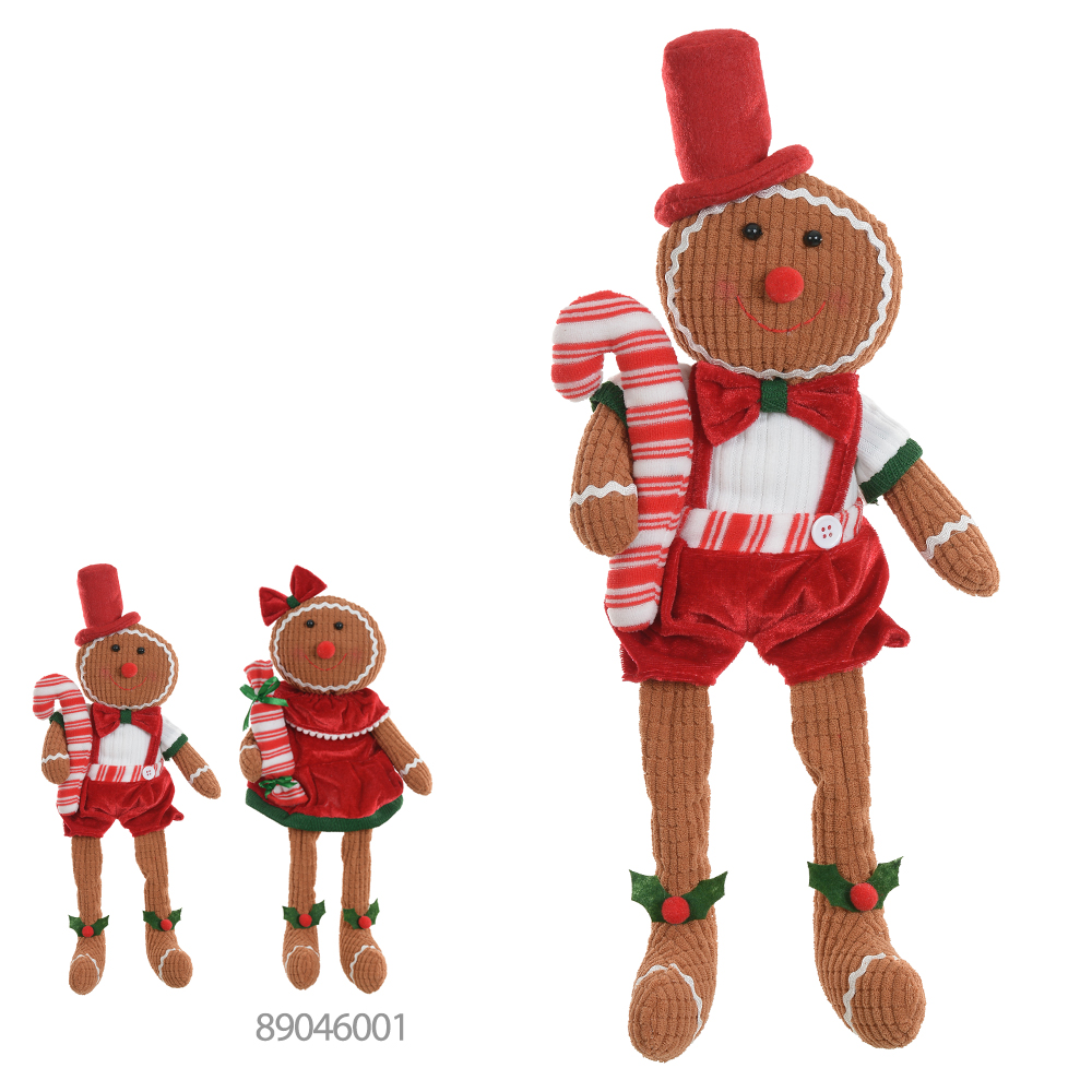 BONECO NATAL MENINO GINGERBREAD (VERMELHO BRANCO) 48cm