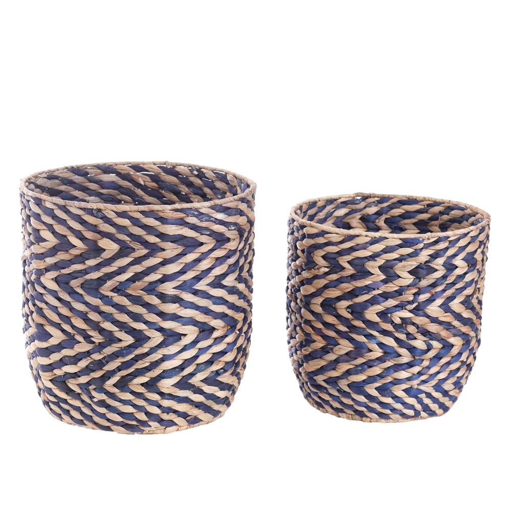 KIT CESTOS FIBRA NATURAL C/2 (BEGE AZUL) 35cm 35d