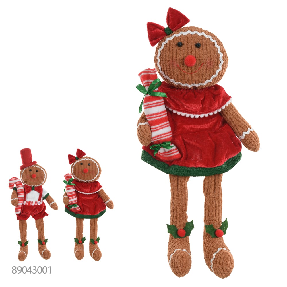 BONECO NATAL MENINA GINGERBREAD (VERMELHO VERDE) 42cm