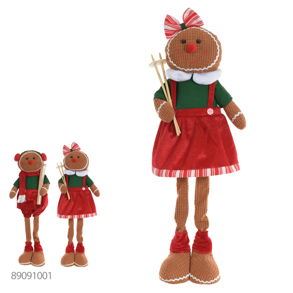 BONECO NATAL MENINA GINGERBREAD EM PE (VERMELHO VERDE) 61cm