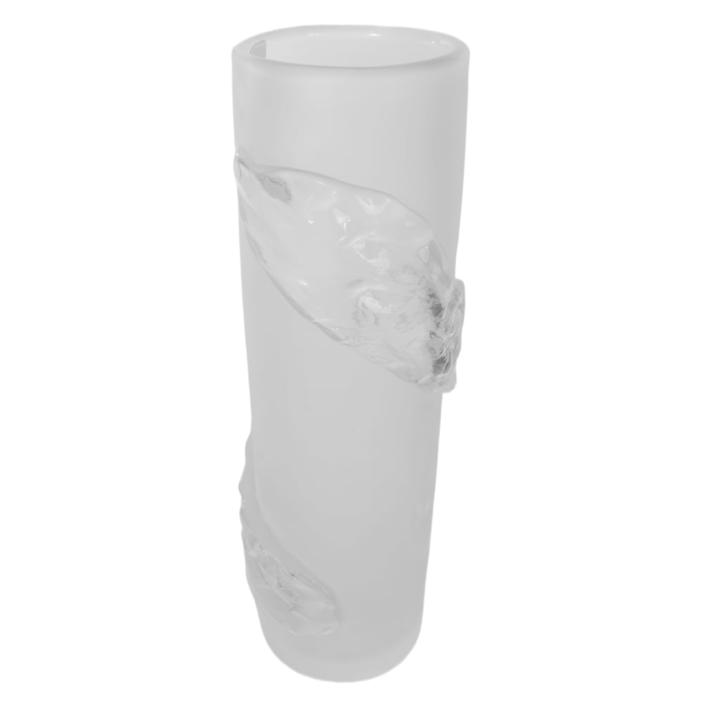 VASO DECORATIVO VIDRO TUBO COM APLICACAO (TRANSPARENTE FOSCO) 41cm 13d