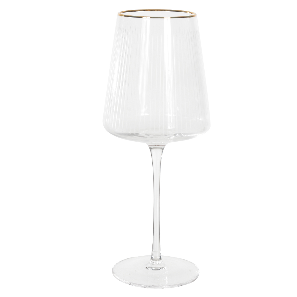 CJ TACAS VINHO 540ml 24X9,5cm C/2 PCS CELEBRAR (TRANSPARENTE BD.DOURADA)