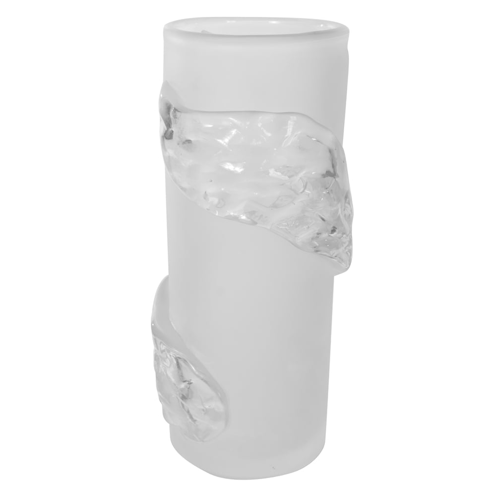 VASO DECORATIVO VIDRO TUBO COM APLICACAO (TRANSPARENTE FOSCO) 30,5cm 14d