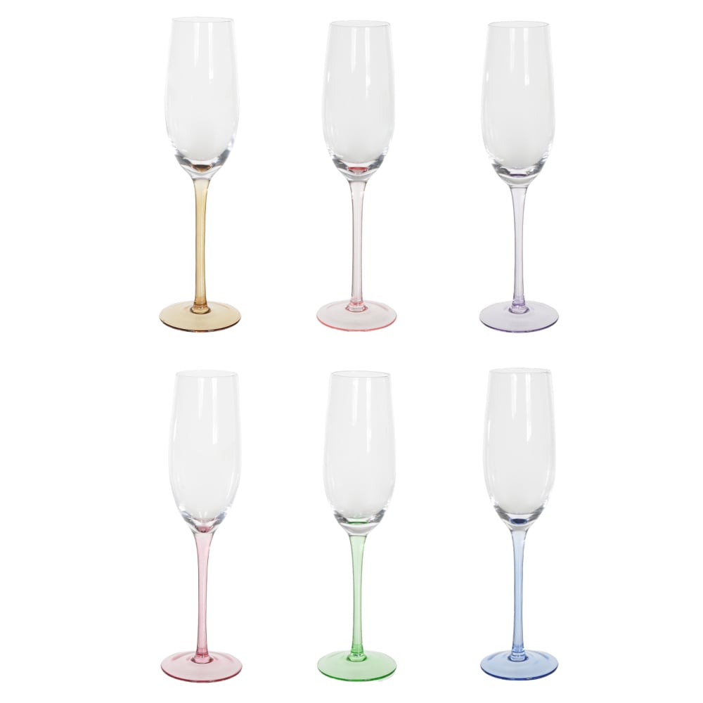 CJ TACAS CHAMPAGNE 240ml 25X7cm C/6 PCS COLORS (COLORIDO)