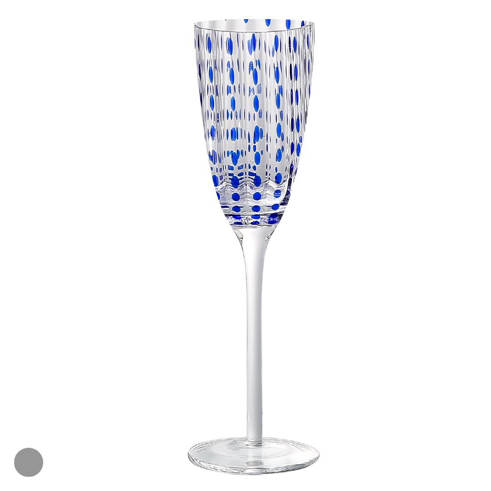 CJ TACAS CHAMPAGNE 220ml 25X7,5cm C/2 PCS ROUTE (TRANSPARENTE AZUL)