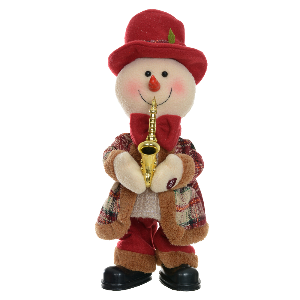 BONECO DE NEVE NATAL ANIMADO C/MOV E SOM (VERMELHO BEGE) 39cm