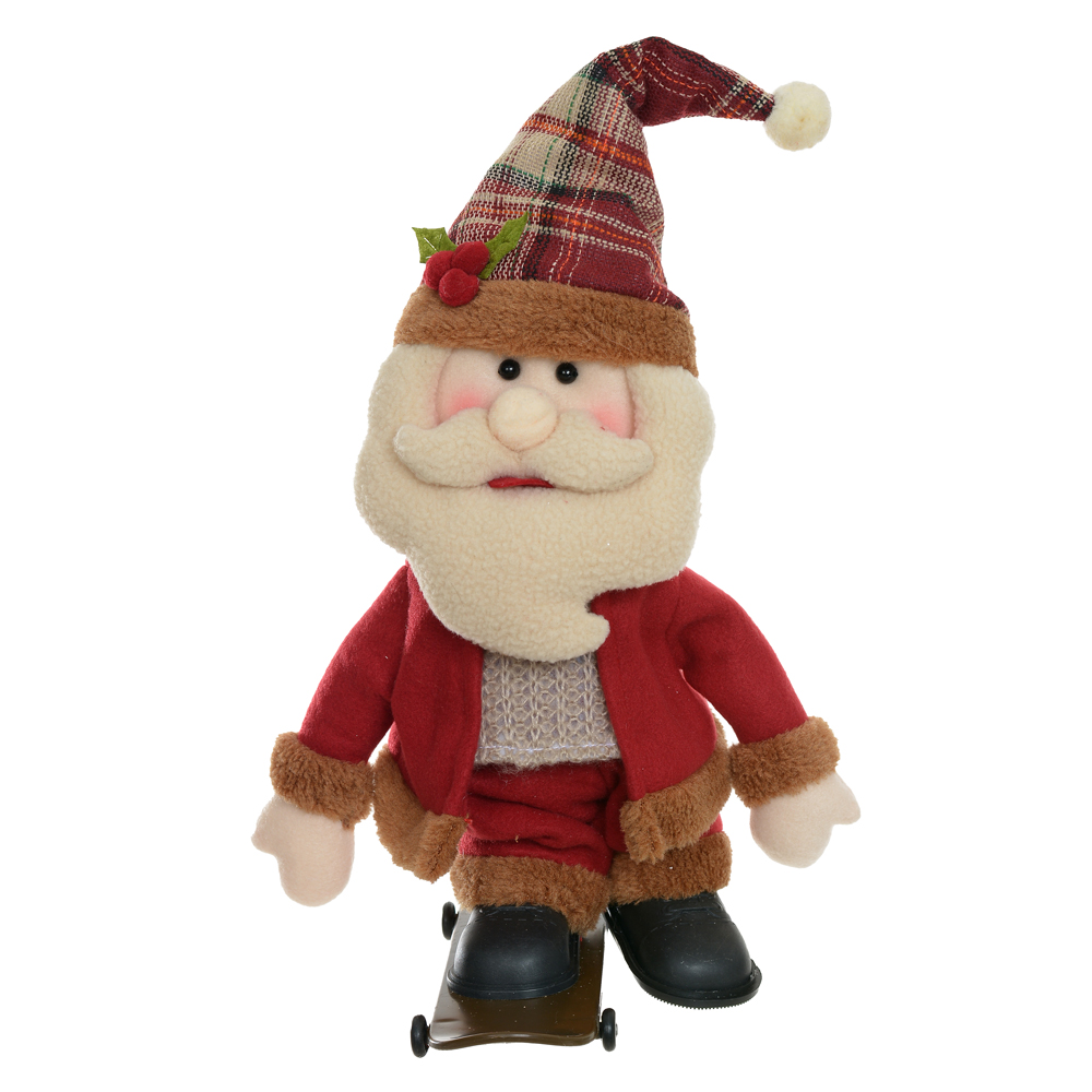 PAPAI NOEL NATAL ANIMADO C/MOV E SOM (VERMELHO BEGE) 40cm