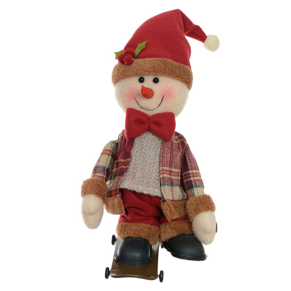 BONECO DE NEVE NATAL ANIMADO C/MOV E SOM (VERMELHO BEGE) 40cm