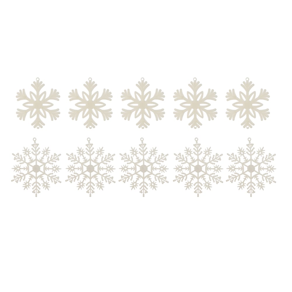 ENFEITE NATAL SORTIDO FLOCO DE NEVE C/5 UNID (BRANCO) 6cm