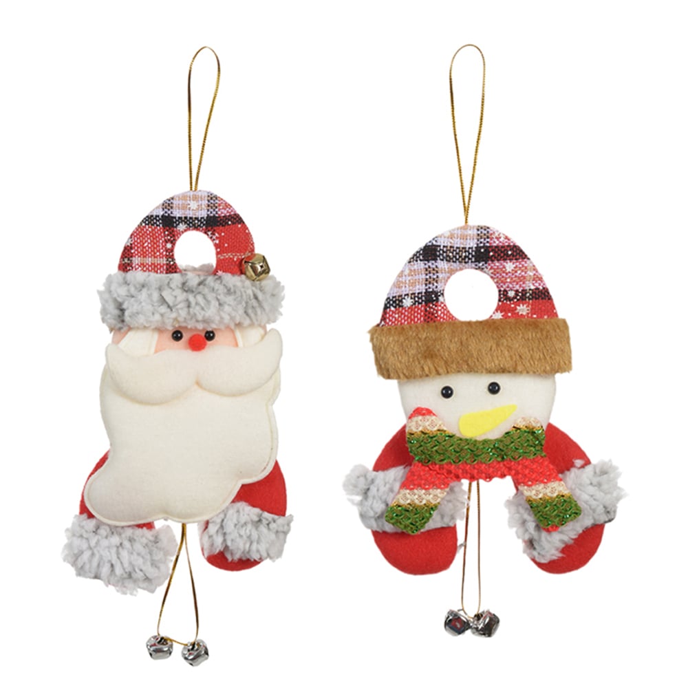 ENFEITE NATAL SORTIDO NOEL E BONECO DE NEVE (BEGE) 27cm