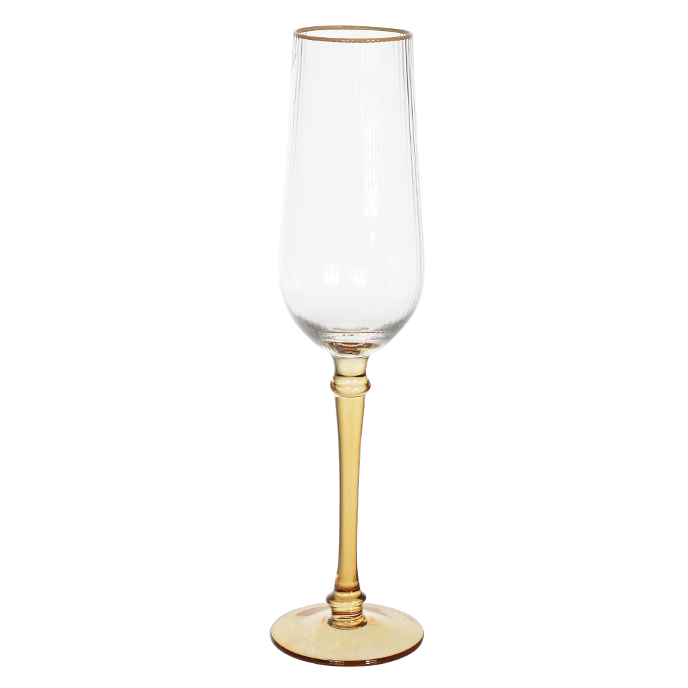 CJ TACAS CHAMPAGNE 240ml 26X7cm C/4 PCS CANELADO CLASSIC COLORS (AMBAR)