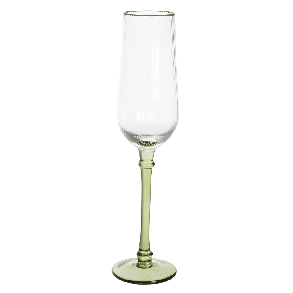 CJ TACAS CHAMPAGNE 240ml 26X7cm C/4 PCS CANELADO CLASSIC COLORS (VERDE)