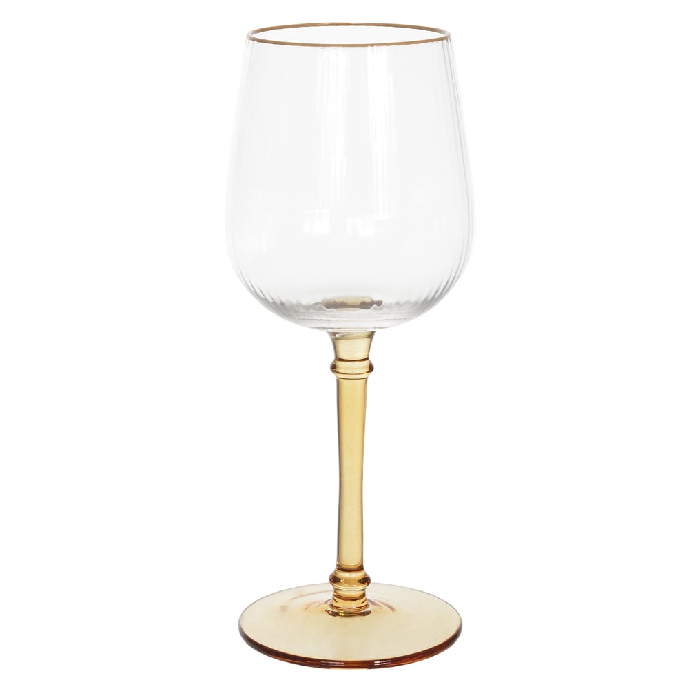 CJ TACAS VINHO BRANC 430ml 21,5X8,7cm C/4 PCS CANELADO CLASSIC COLORS (AMBAR)