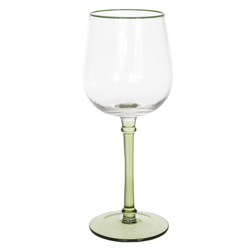 CJ TACAS VINHO BRANC 430ml 21,5X8,7cm C/4 PCS CANELADO CLASSIC COLORS (VERDE)