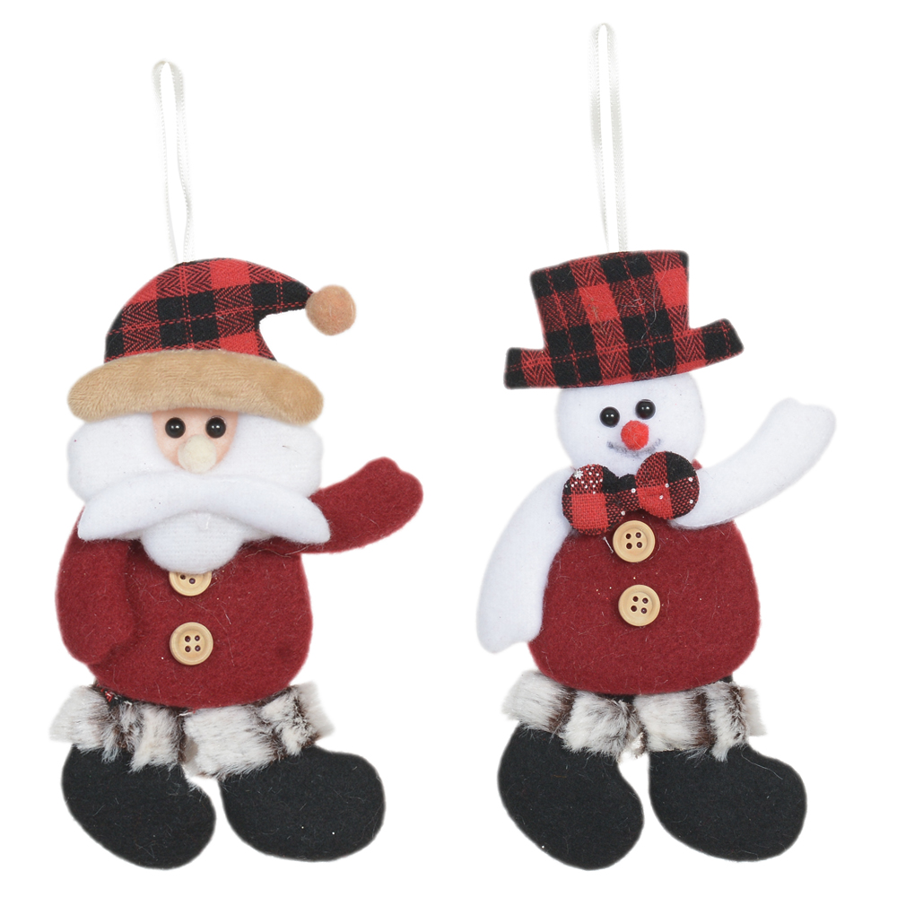 ENFEITE NATAL SORTIDO NOEL E BONECO DE NEVE (VERMELHO) 10X18cm