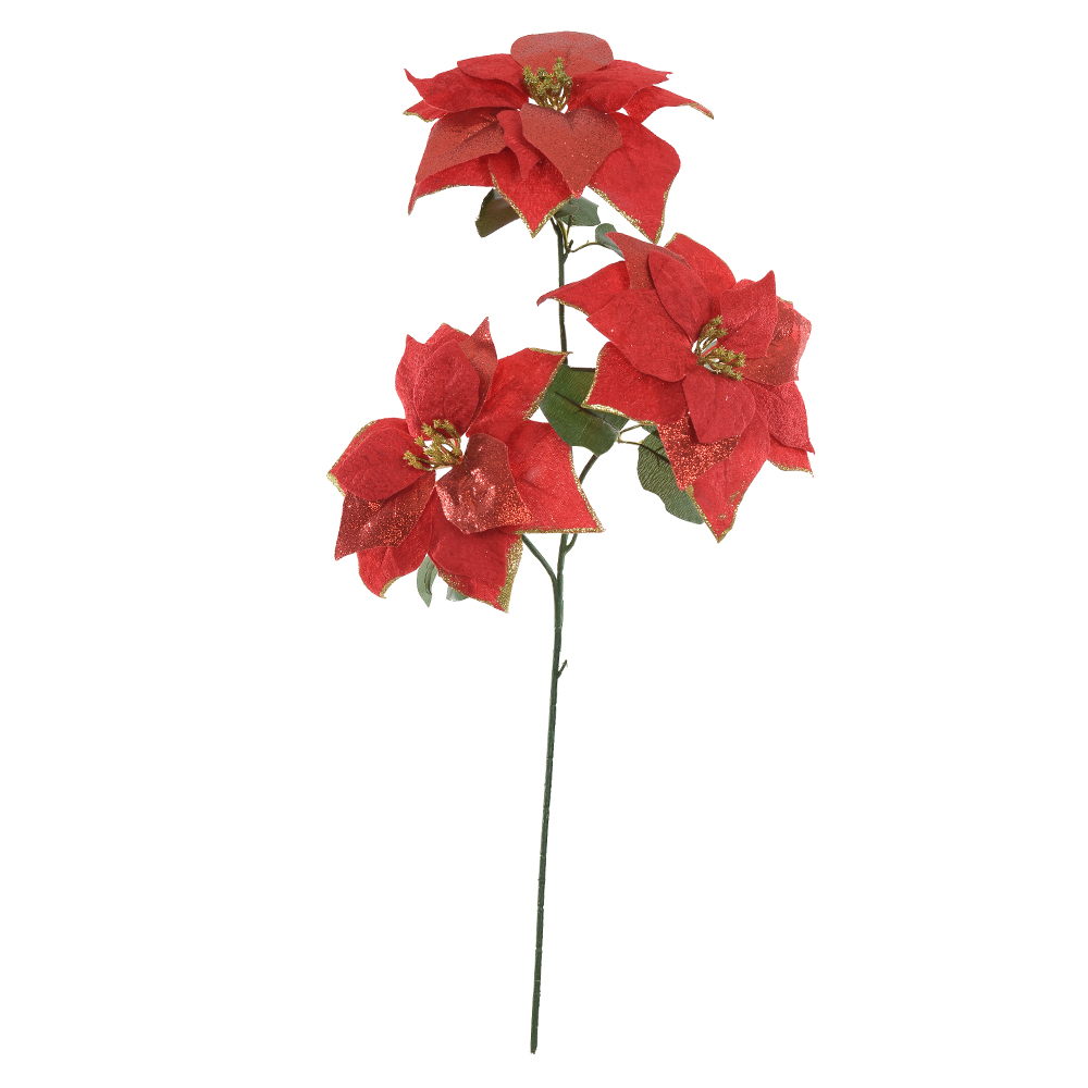 B.BICO PAPAGAIO AVELUDADO NATAL C/GLITTER X3 (VERMELHO GLITTER DOURADO) 60cm