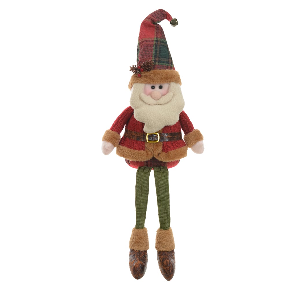 BONECO NATAL PAPAI NOEL SENTADO (VERMELHO VERDE) 60X23cm