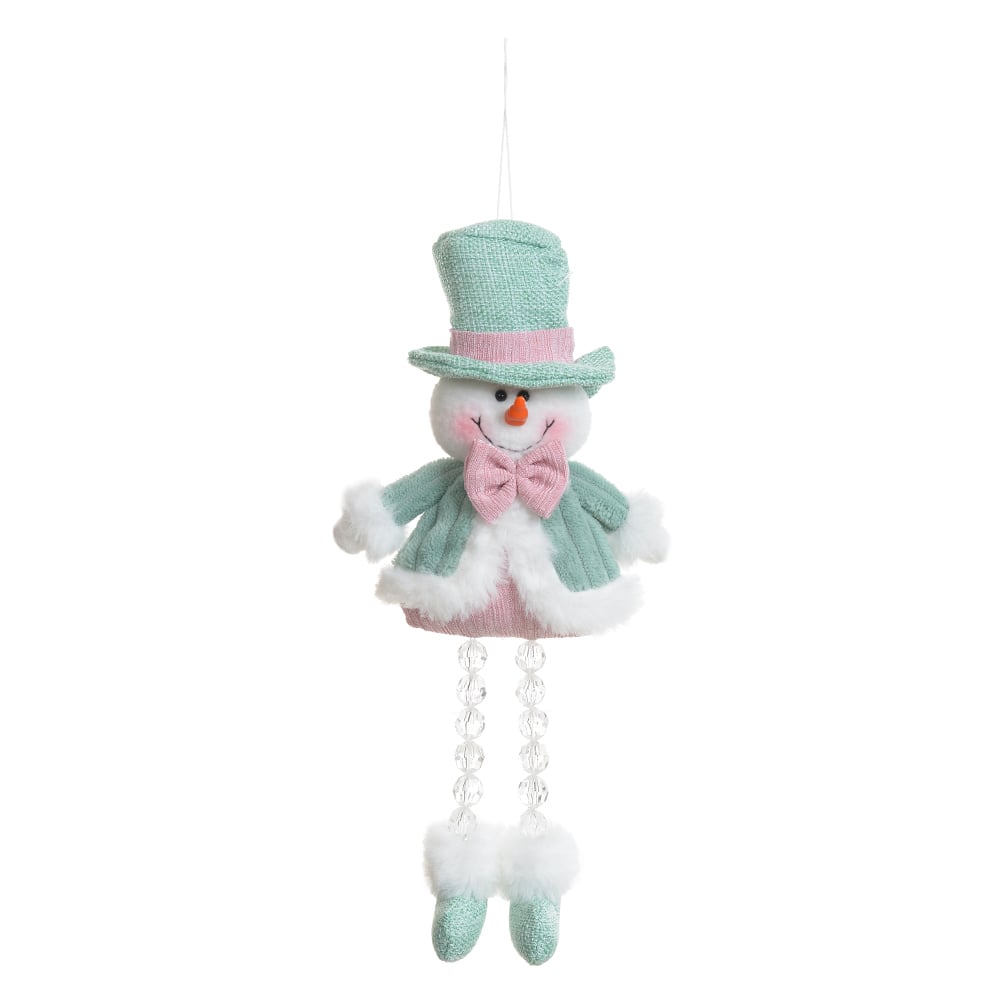 BONECO DE NEVE NATAL (VERDE ROSA) 36X16cm