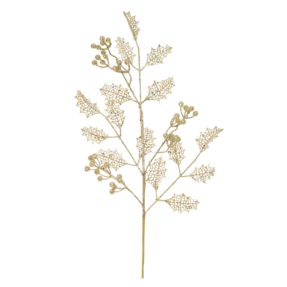 C.FOLHA NATAL C/GLITTER (DOURADO) 80cm