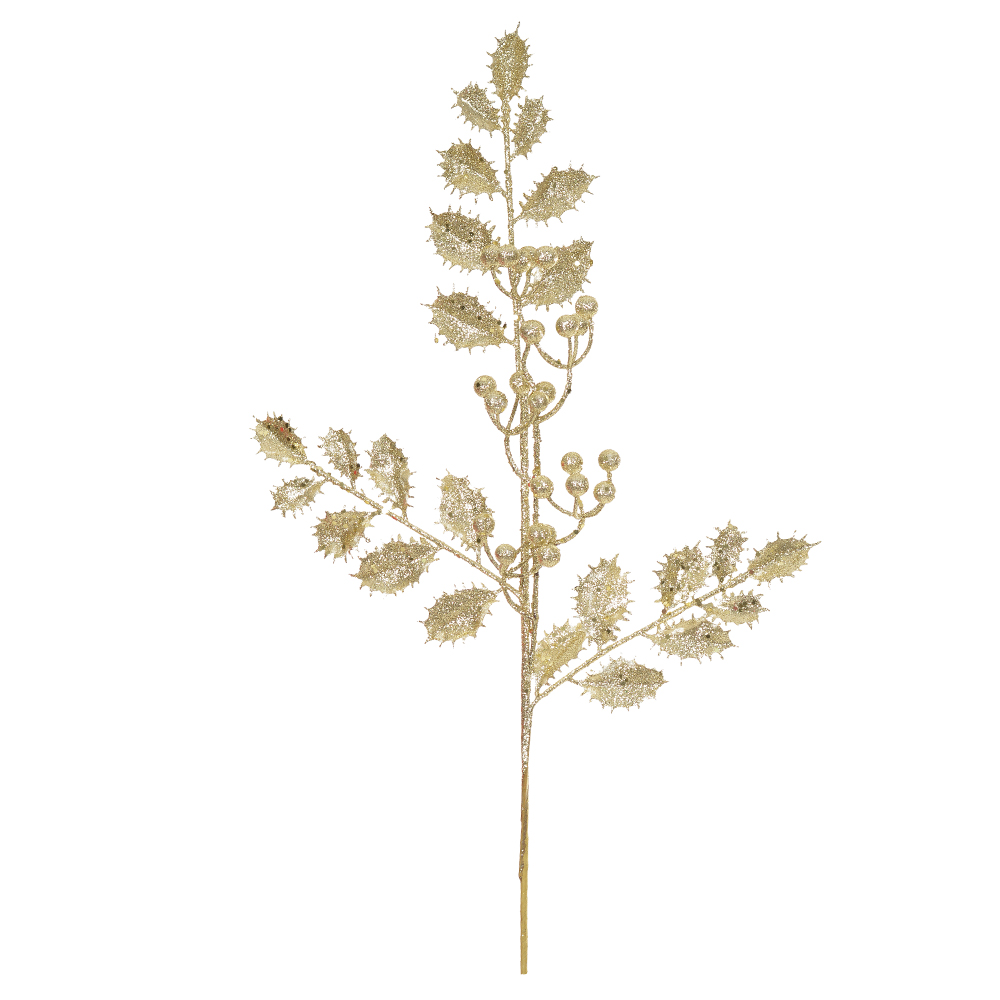 C.FOLHA NATAL C/GLITTER (DOURADO) 66cm