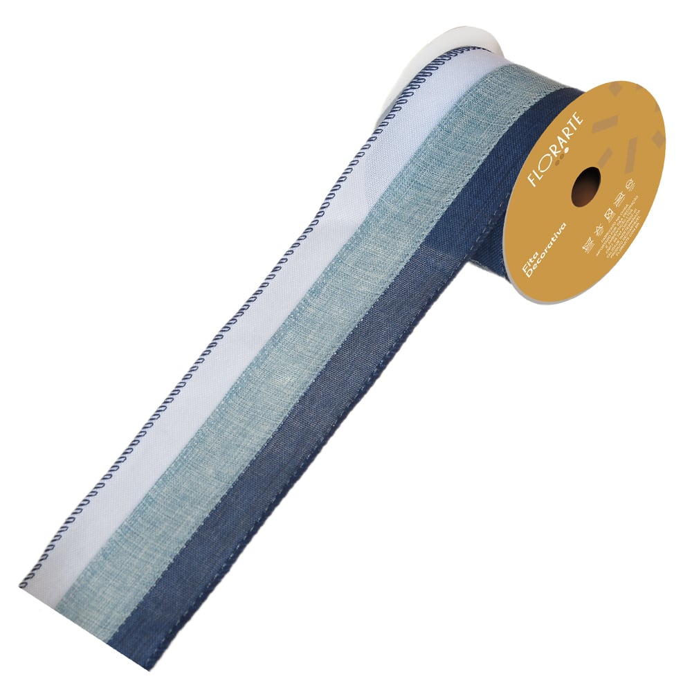 FITA ARAMADA LINHO C/COSTURA (AZUL BRANCO) 6,3cmX9,14m
