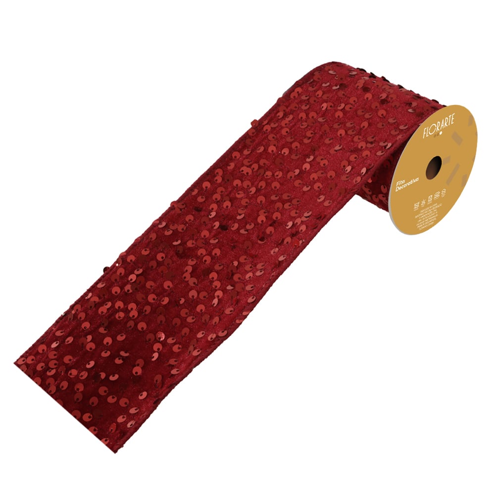 FITA ARAMADA TECIDO C/PAETE (VERMELHO) 10cmX9,14m