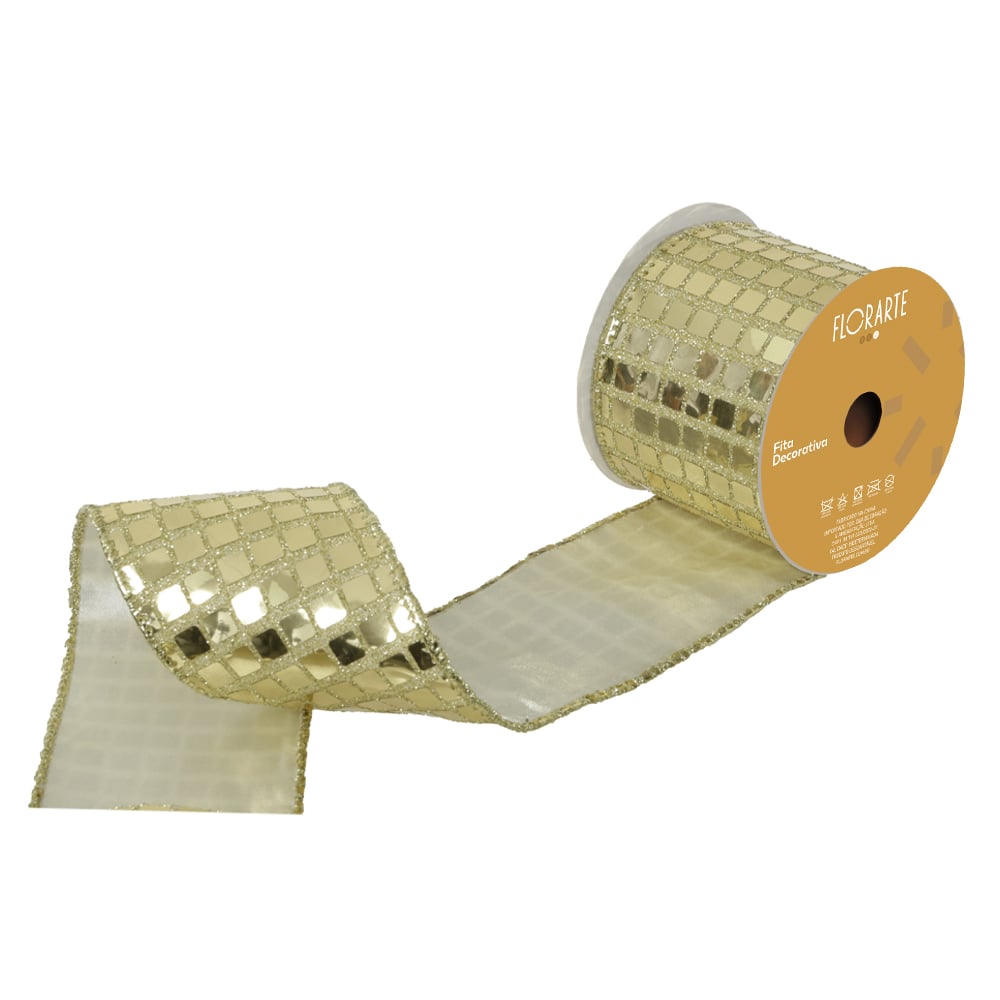 FITA ARAMADA TECIDO C/COSTURA (CHAMPANHE) 6,3cmX9,14m