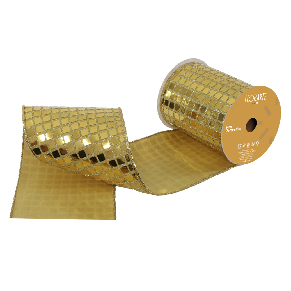 FITA ARAMADA TECIDO C/COSTURA (DOURADO) 10cmX9,14m