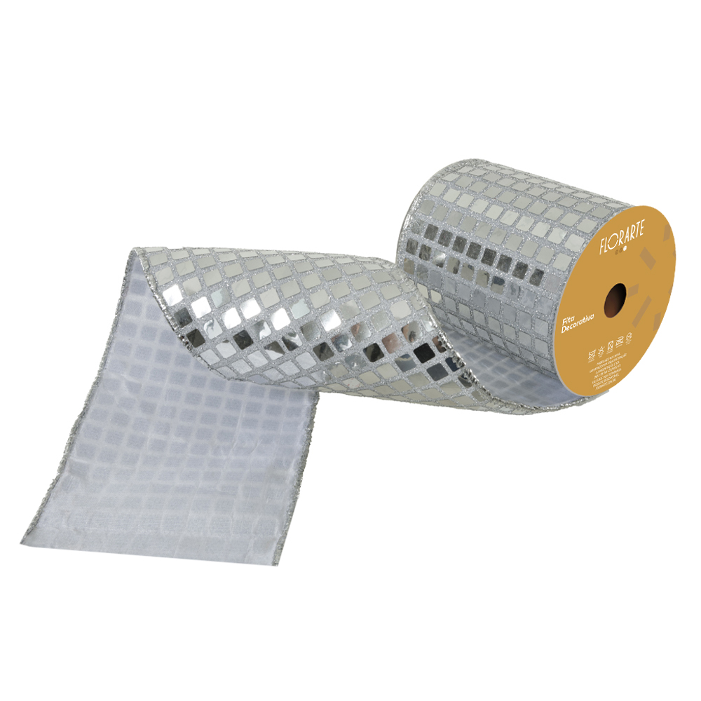 FITA ARAMADA TECIDO C/COSTURA (PRATA) 10cmX9,14m