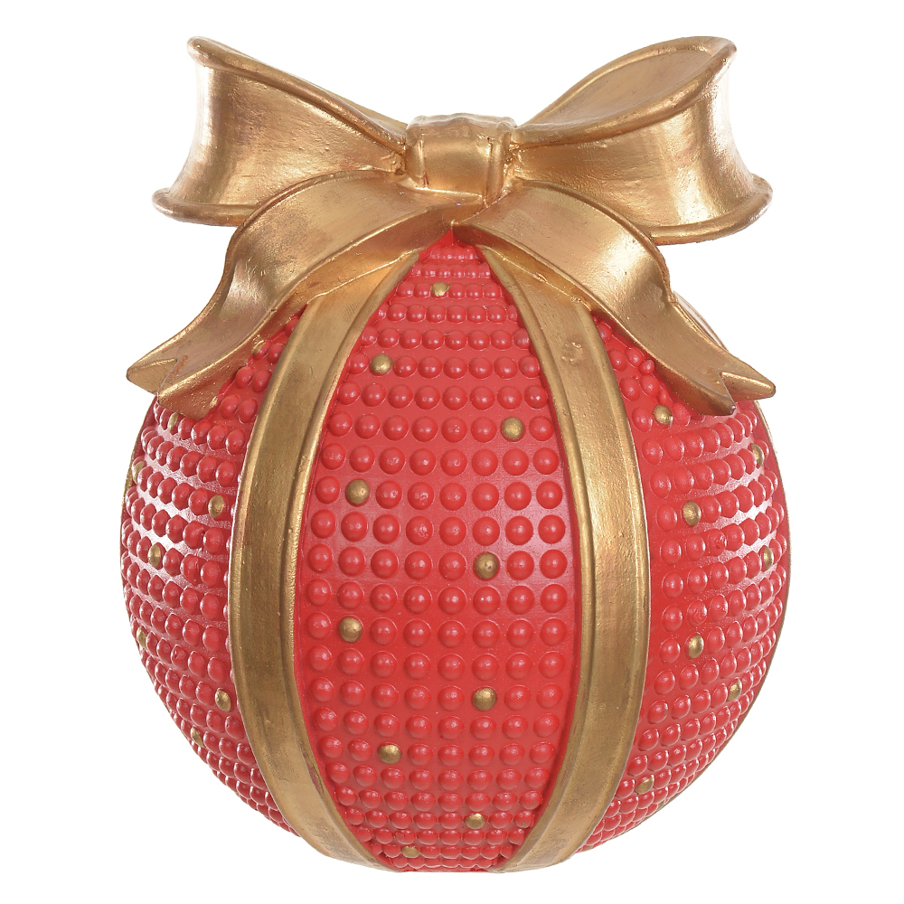 RESINA NATAL BOLA (VERMELHO DOURADO) 15X13cm