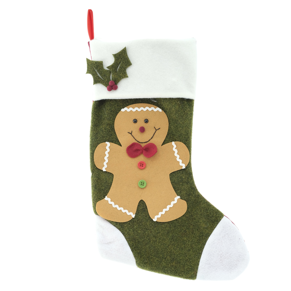 MEIA NATAL DECORATIVA GINGER (VERDE BEGE) 44X26cm