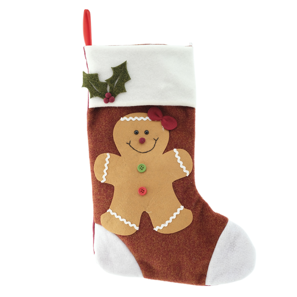 MEIA NATAL DECORATIVA GINGER (VERMELHO BEGE) 44X26cm