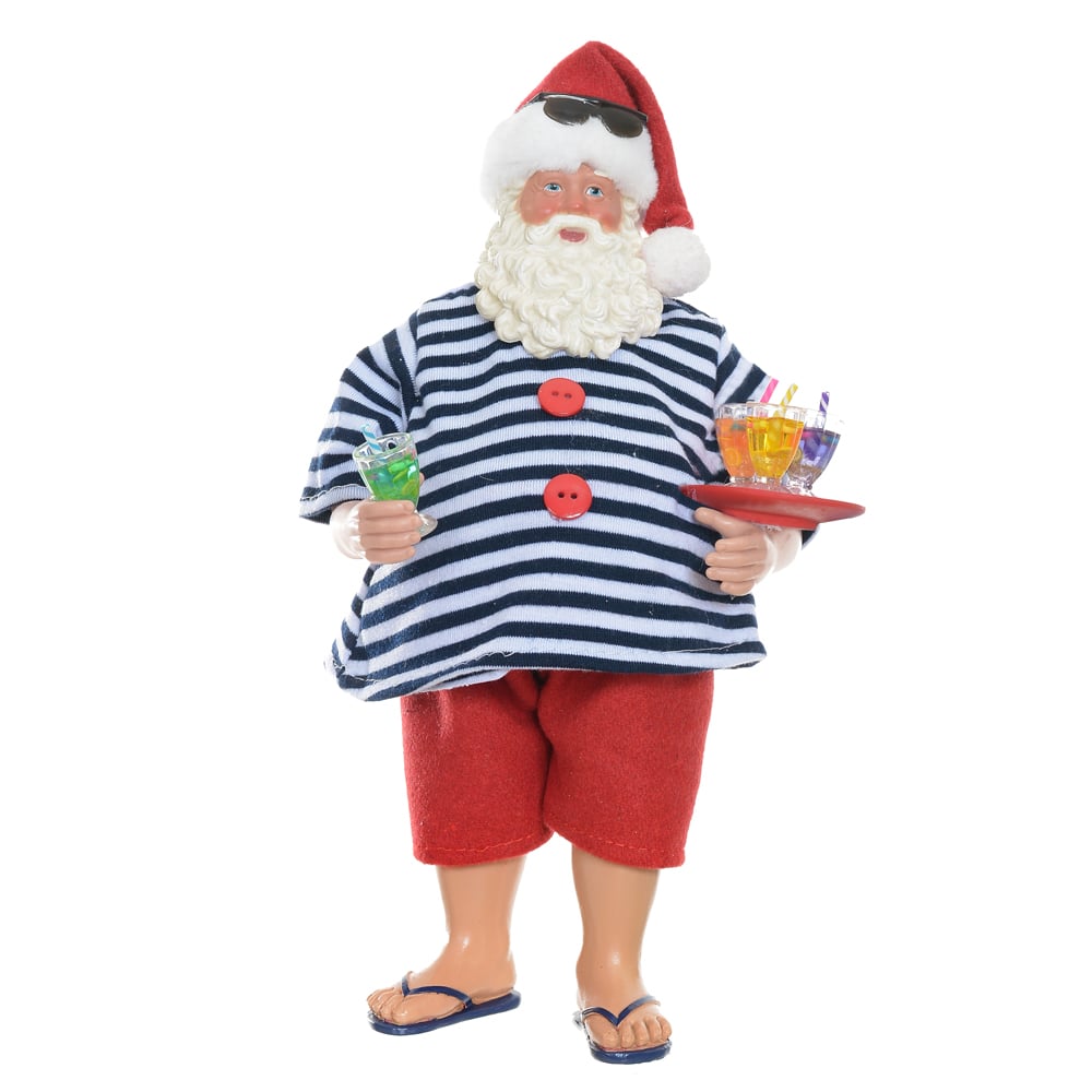 BONECO NATAL PAPAI NOEL PRAIA (VERMELHO AZUL) 28cm
