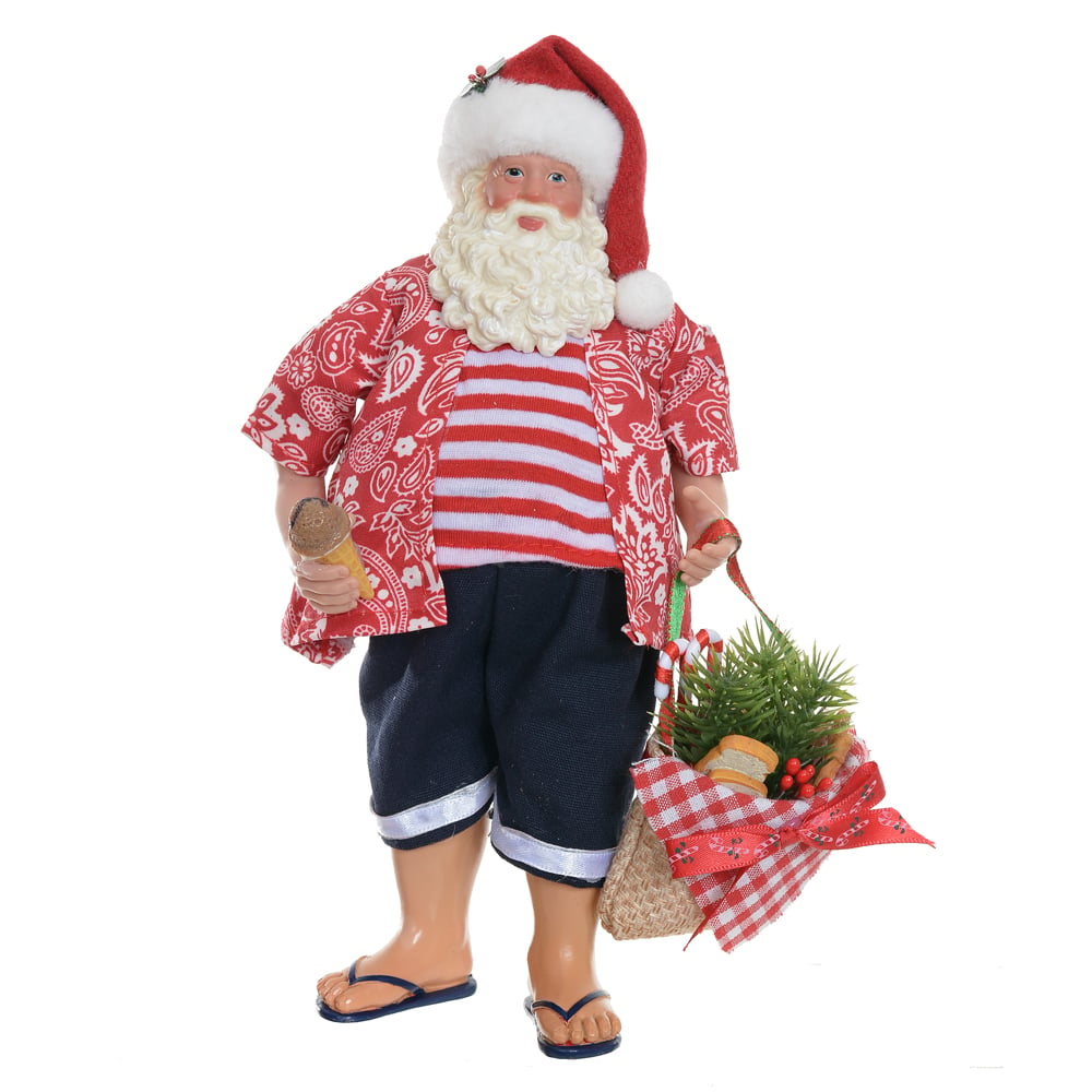 BONECO NATAL PAPAI NOEL PRAIA (VERMELHO AZUL) 28cm