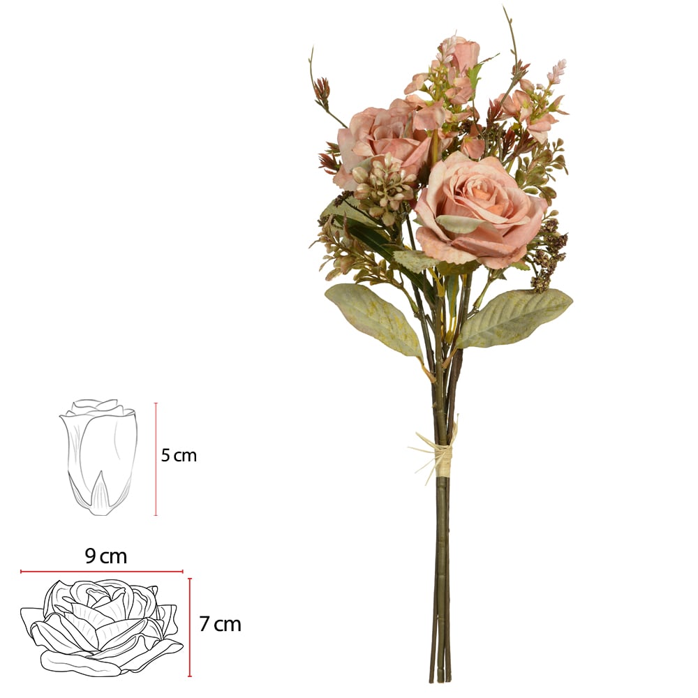 B.ROSA RAMALHETE C/FITA X4 (PESSEGO OUTONO) 53cm