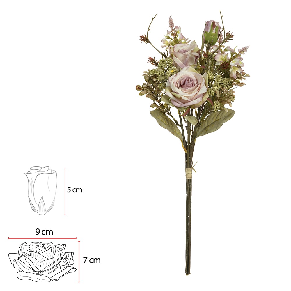 B.ROSA RAMALHETE C/FITA X4 (ROSA OUTONO) 53cm