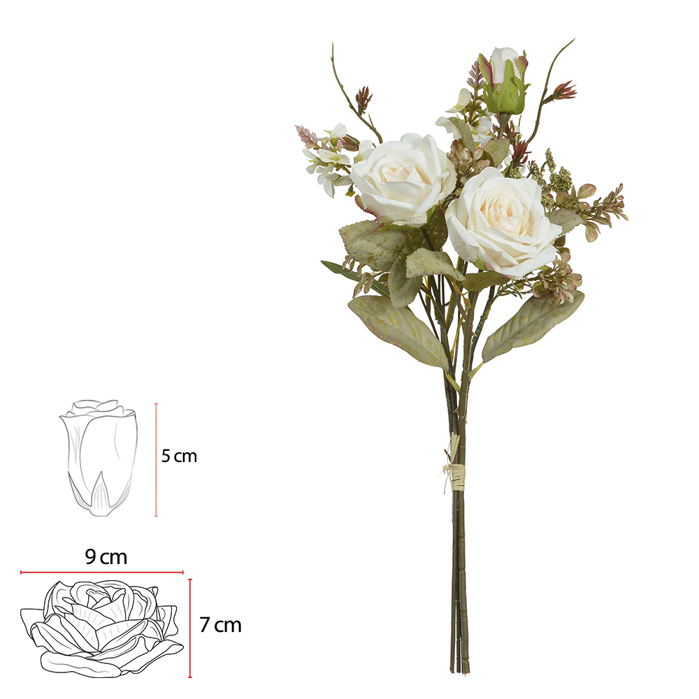 B.ROSA RAMALHETE C/FITA X4 (CREME OUTONO) 53cm