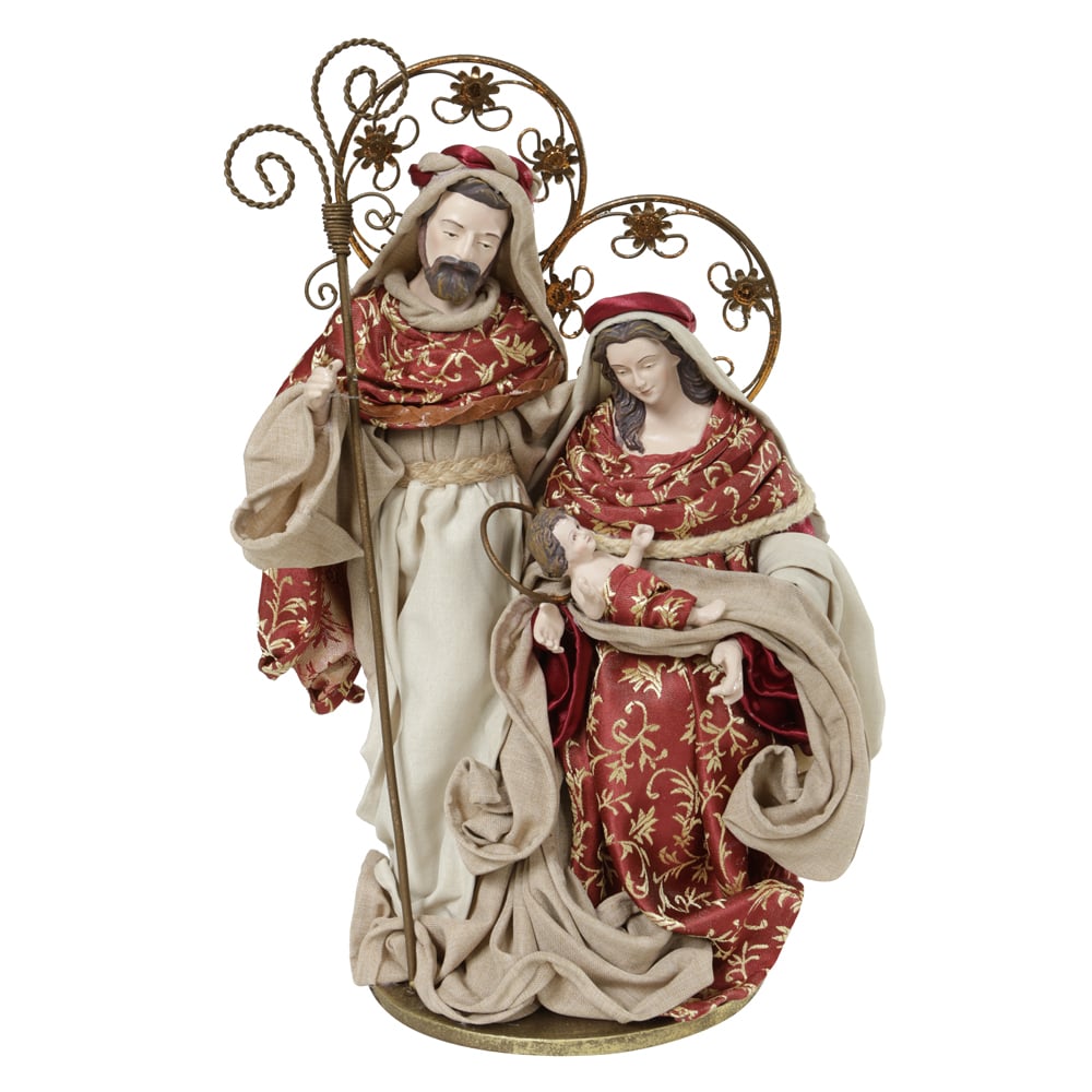 SAGRADA FAMILIA NATAL COLECAO JASPER (VERMELHO DOURADO) 34,5cm
