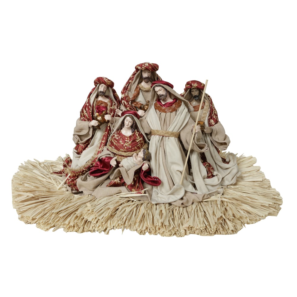 CENARIO PRESEPIO NATAL COLECAO JASPER (VERMELHO DOURADO) 24cm