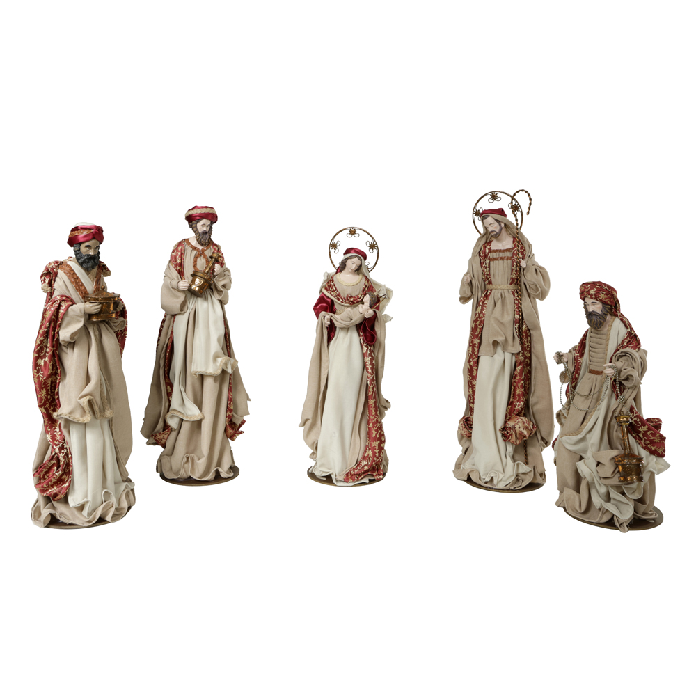 PRESEPIO NATAL COLECAO JASPER C/6 PCS (VERMELHO DOURADO) 62cm