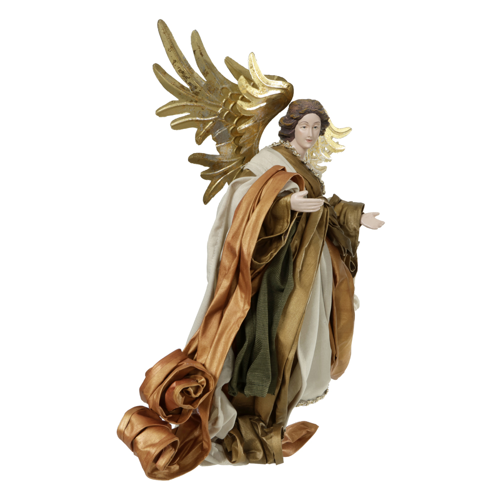 ANJO RELIGIOSO NATAL COLECAO ESMERALDA (VERDE DOURADO) 37cm