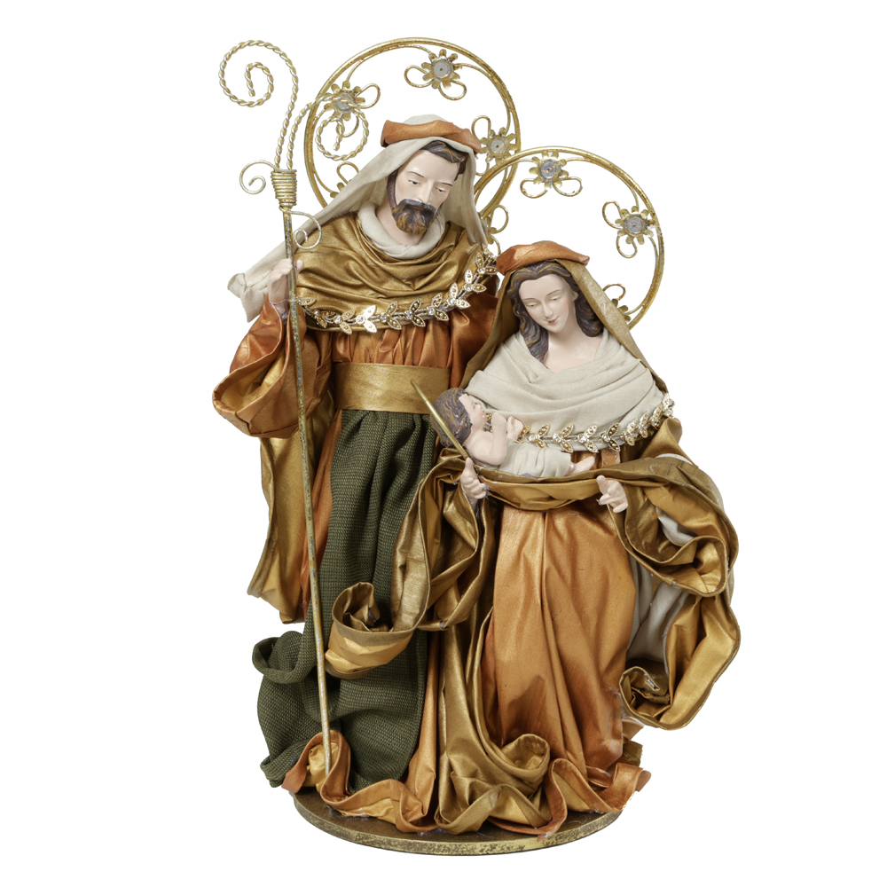 SAGRADA FAMILIA NATAL COLECAO ESMERALDA (VERDE DOURADO) 34,5cm