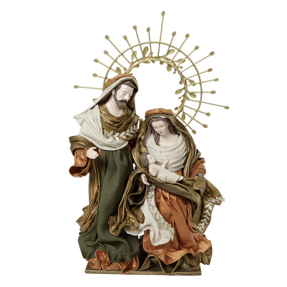 SAGRADA FAMILIA NATAL COLECAO ESMERALDA (VERDE DOURADO) 42,5cm