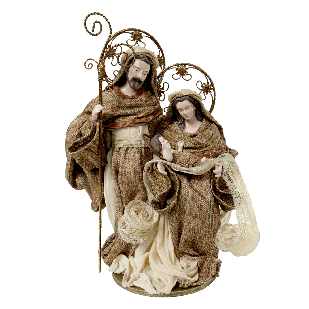 SAGRADA FAMILIA NATAL COLECAO BELEM (BEGE MARROM) 34,5cm