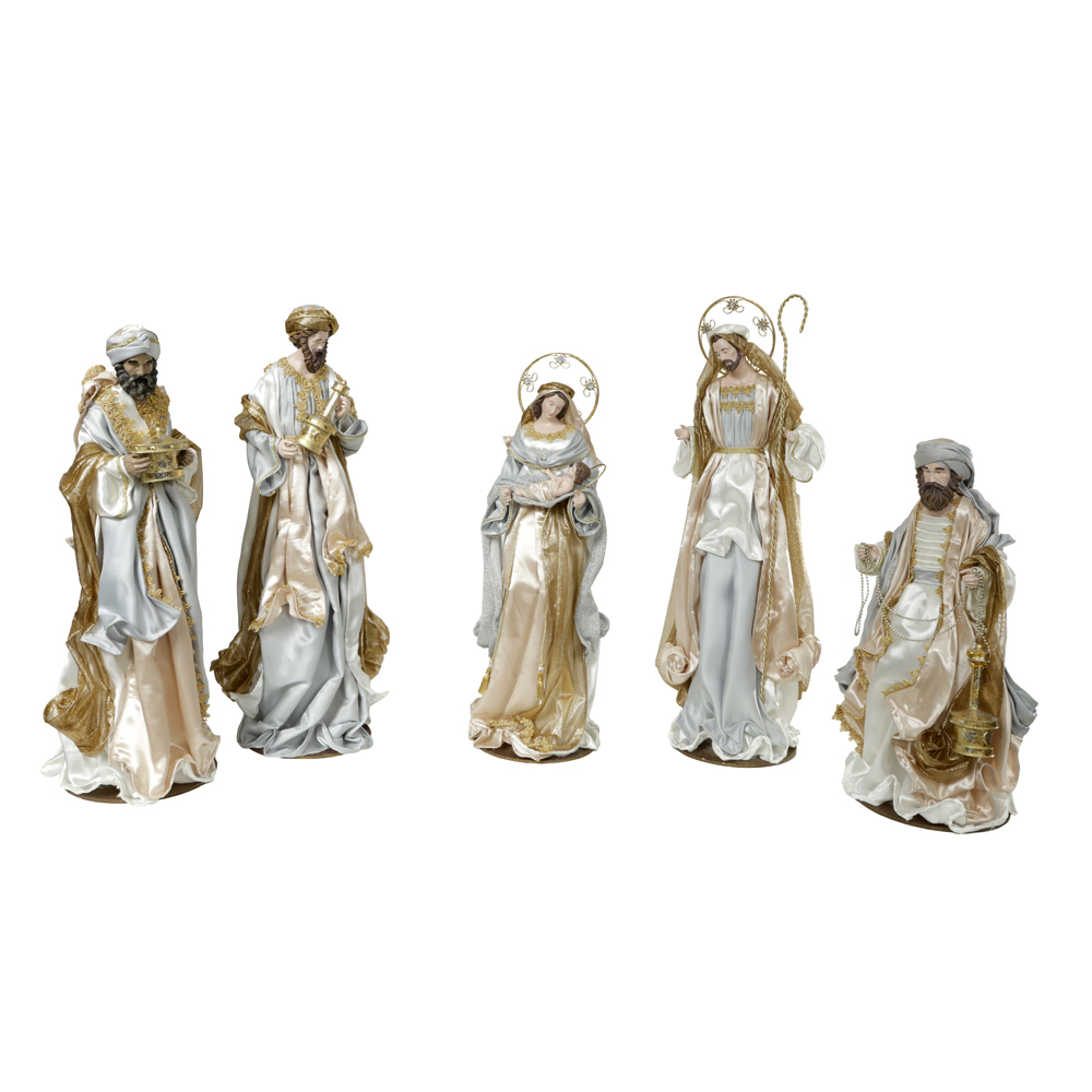 PRESEPIO NATAL COLECAO CRISTAL C/6 PCS (PRATA DOURADO) 62cm