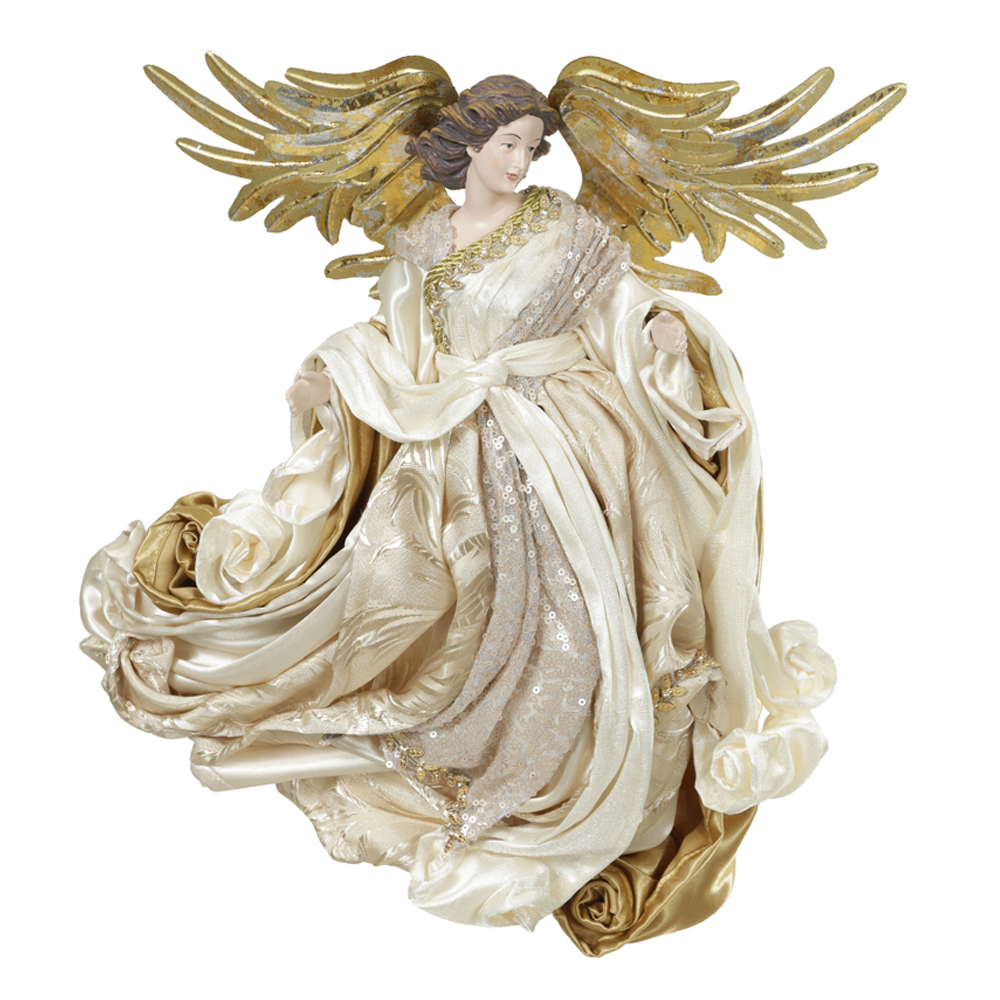 ANJO RELIGIOSO NATAL COLECAO PEROLA (DOURADO CHAMPANHE) 37cm