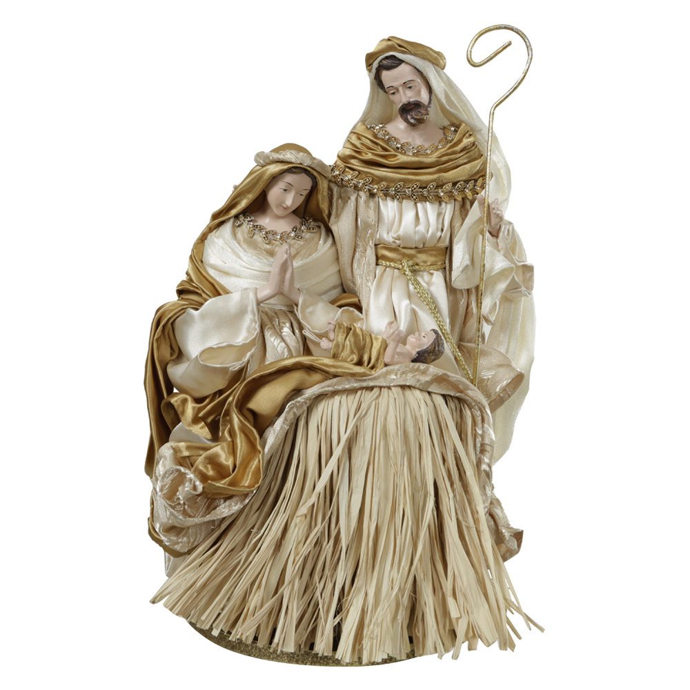 SAGRADA FAMILIA NATAL COLECAO PEROLA (DOURADO CHAMPANHE) 35cm