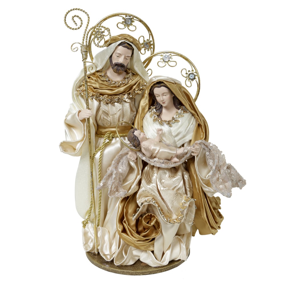 SAGRADA FAMILIA NATAL COLECAO PEROLA (DOURADO CHAMPANHE) 34,5cm