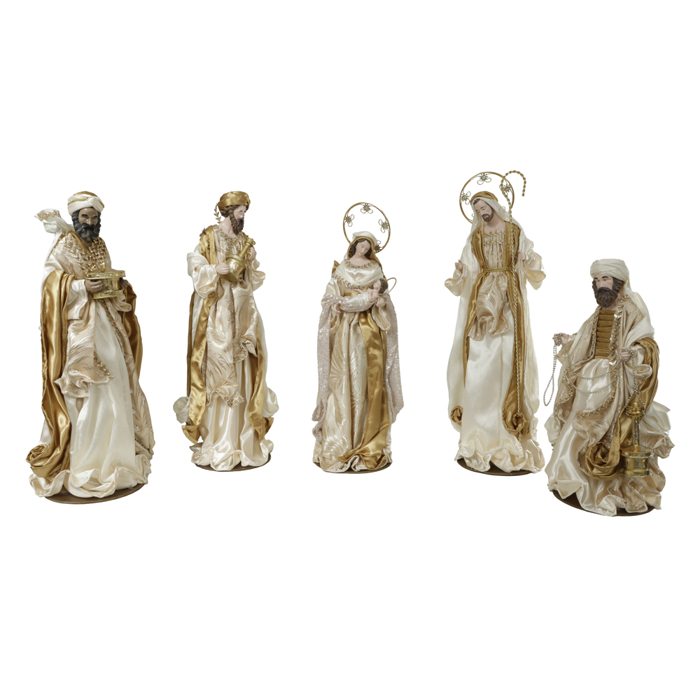 PRESEPIO NATAL COLECAO PEROLA C/6 PCS (DOURADO CHAMPANHE) 62cm